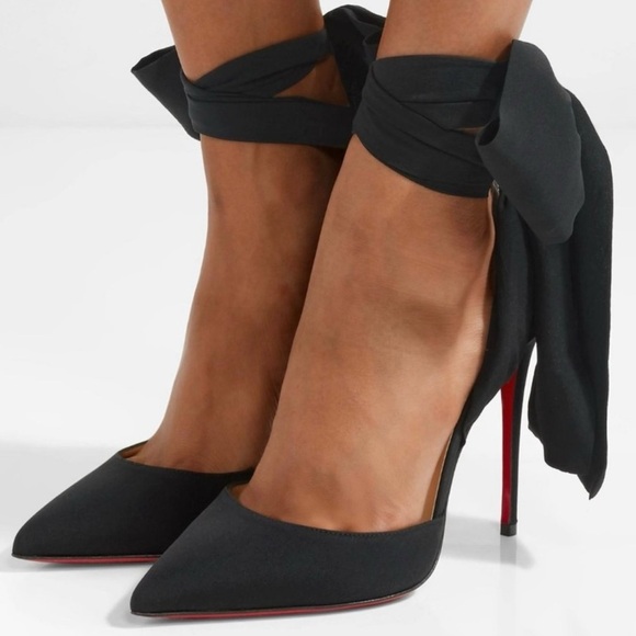 Christian Louboutin Shoes - Christian Louboutin Douce Du Desert Ankle Tie Stiletto Black